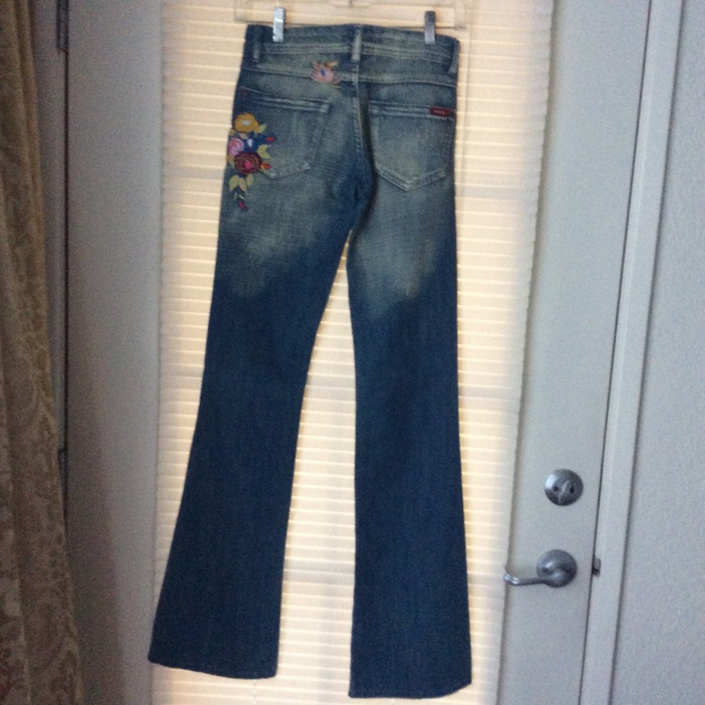 Moto u.k. Design Women’s Embroidered Jeans Sz 25 - Picture 2 of 2